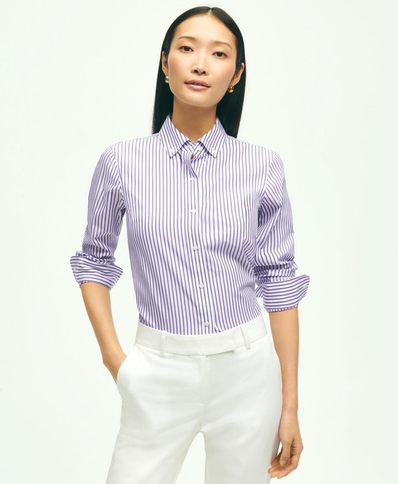 長袖　ノンアイロン　ベンガルストライプ　ボタンダウンシャツ　Classic Fit