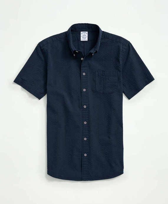 ストレッチコットン　シアサッカー　ショートスリーブ　スポーツシャツ　Regular Fit