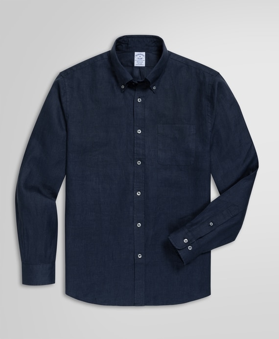 Irish Linen Sport Shirt MG04128: Navy 100200012 Irish Linen Sport Shirt MG04128: Navy 100200012