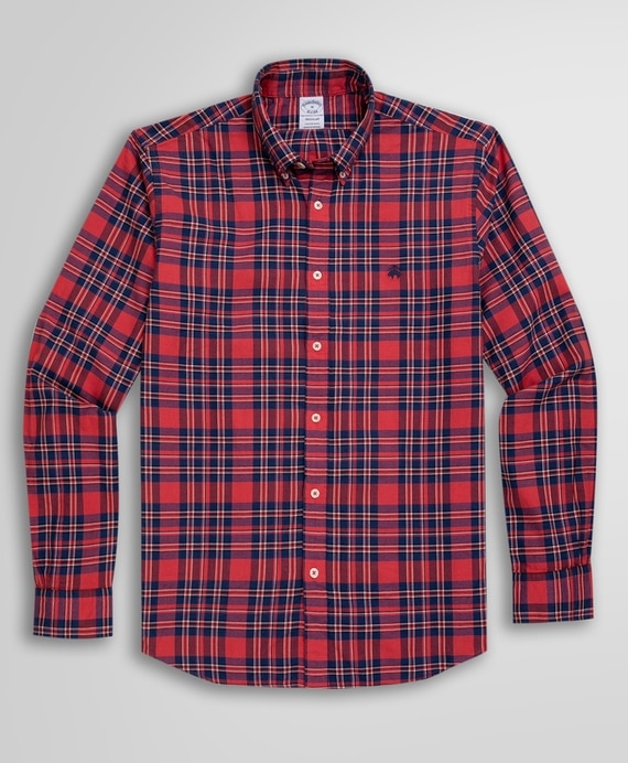 ブラッシュドコットン/ウール　チェック　スポーツシャツ　Regular Fit