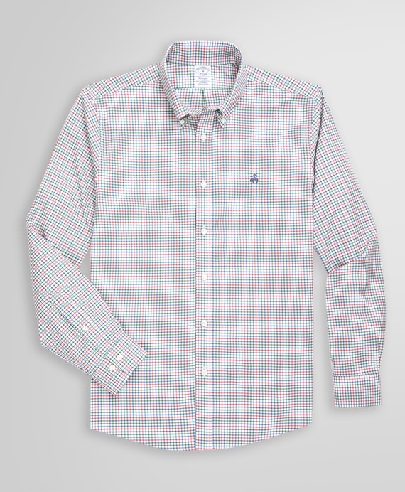 ノンアイロン　ストレッチコットンツイル　ミニチェック　スポーツシャツ　Regular Fit