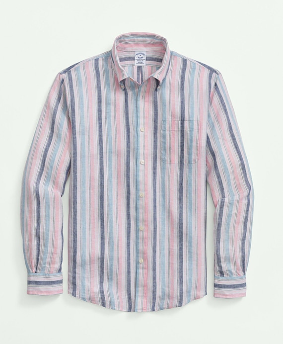 Irish Linen Archive Striped Sport Shirt MG04269: White Multi 100207850 Irish Linen Archive Striped Sport Shirt MG04269: White Multi 100207850
