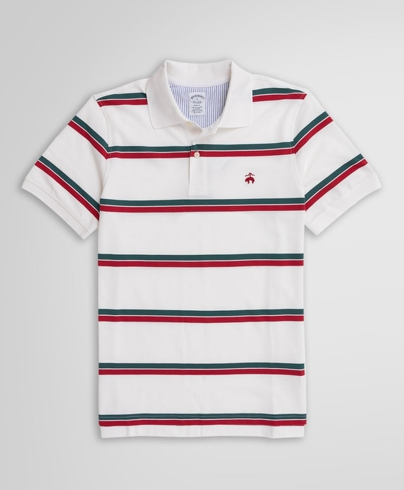 スーピマコットン　ストレッチピケ　マルチストライプ　ポロシャツ　Slim Fit