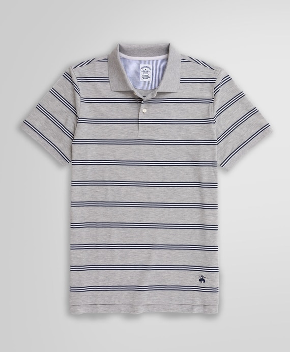 スーピマコットン　ストレッチピケ　BB#1ストライプ　ポロシャツ　Slim Fit