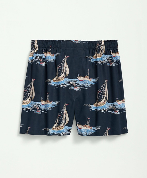 コットン　セイルボートプリント　ボクサーショーツ　Traditional Fit