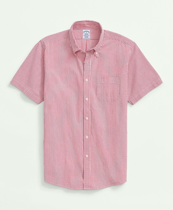 ストレッチコットン　シアサッカーストライプ　ショートスリーブ　スポーツシャツ　Regular Fit