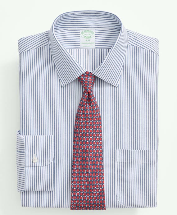 Brooks Brothers Explorer　ノンアイロン　コットンブレンド　ストライプ　ドレスシャツ　Slim Fit