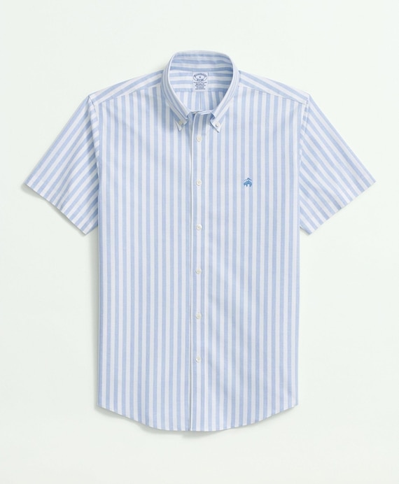 ノンアイロン　ストレッチオックスフォード　ボールドストライプ　ショートスリーブ　スポーツシャツ　Regular Fit