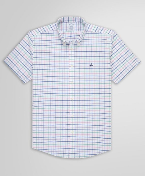ノンアイロン　ストレッチオックスフォード　ウィンドウペイン　ショートスリーブ　スポーツシャツ　Regular Fit