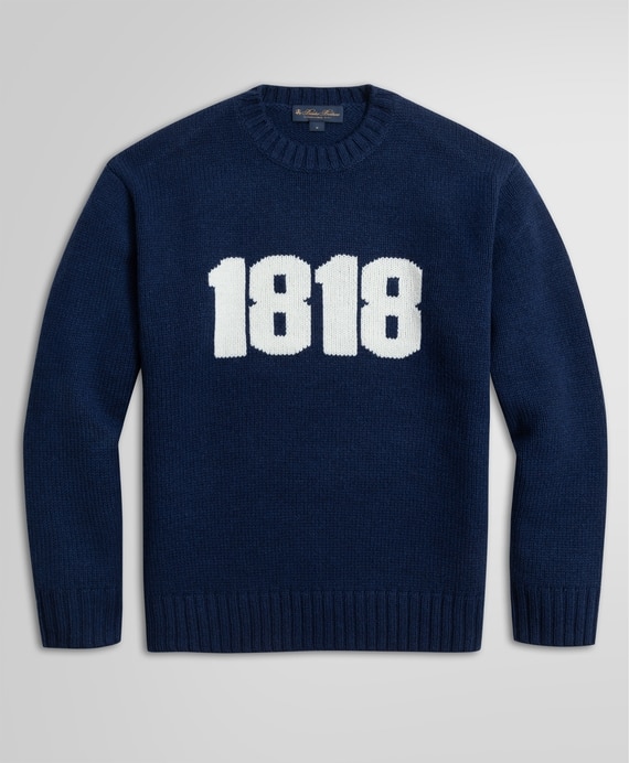 1818インターシャ　クルーネックセーター