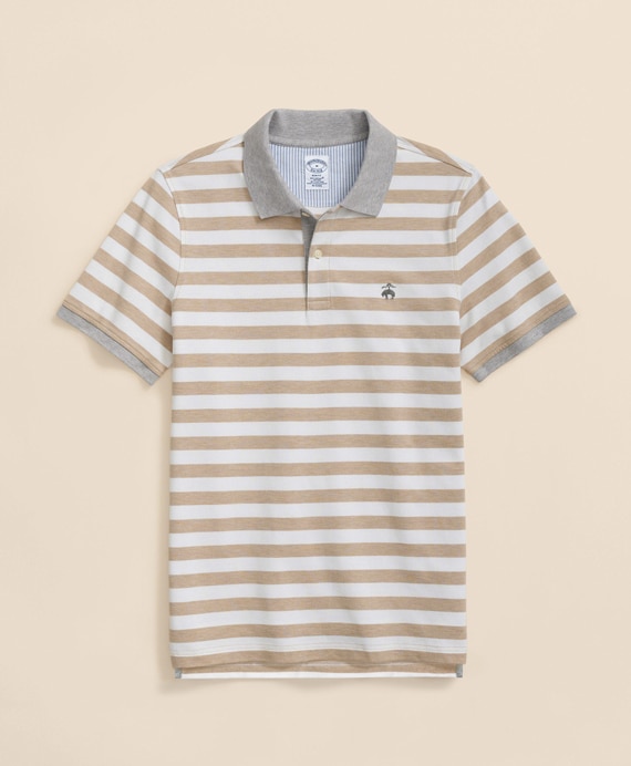 スーピマコットンストレッチピケ　GFロゴ　マリナーストライプ　ポロシャツ　Slim Fit