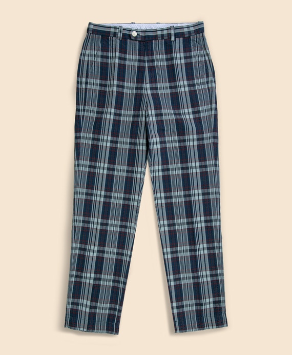 コットン　マドラス　プレーンフロントパンツ　Regular