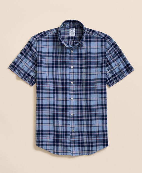 コットン　マドラスチェック　ショートスリーブ　スポーツシャツ　Regular Fit