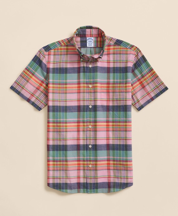 コットン　マドラスチェック　ショートスリーブ　スポーツシャツ　Regular Fit