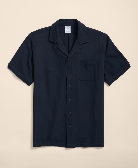 コットン　ワッフル　キャンプシャツ　Regular Fit