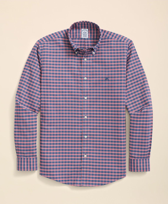 ノンアイロン　ストレッチオックスフォード　GFロゴ　チェック　スポーツシャツ　Regular Fit