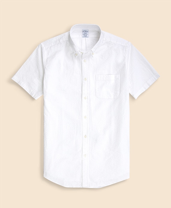 ストレッチコットン　シアサッカー　ショートスリーブ　スポーツシャツ　Regular Fit