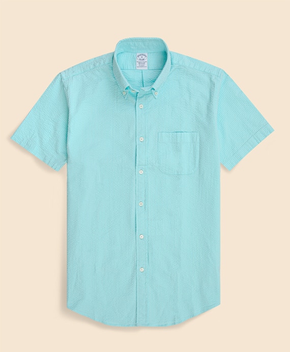 ストレッチコットン　シアサッカー　ショートスリーブ　スポーツシャツ　Regular Fit