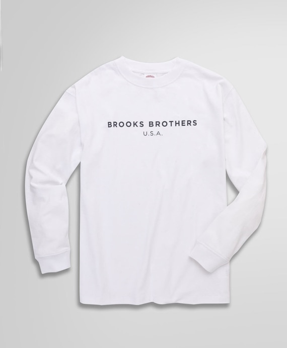 ◆オンラインストア限定◆LOGO Series　コットン　ロゴプリント　クルーネック　ロングスリーブTシャツ
