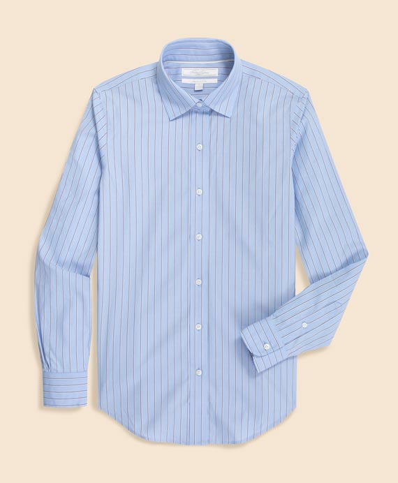 ノンアイロン　ストレッチコットン　シンストライプシャツ　Classic Fit