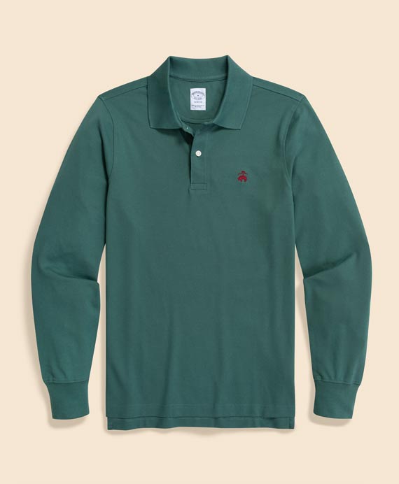 スーピマコットンストレッチピケ　GFロゴ　ロングスリーブポロシャツ　Slim Fit