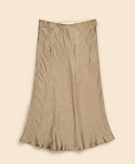 ビスコースレーヨン　シャイニーゴールド　ミモレスカート