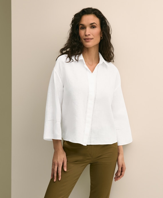 アイリッシュリネン　リラックスフィット　ワイドスリーブ　クロップドシャツ