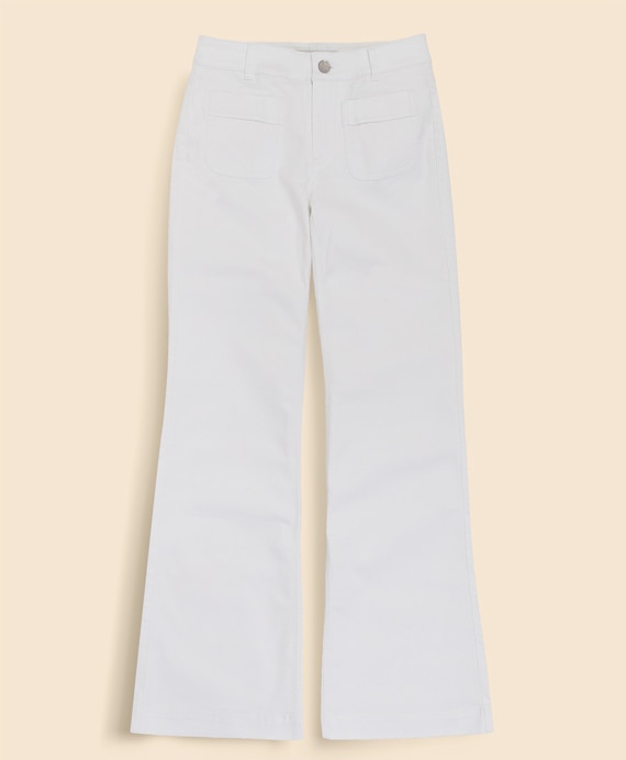 コットンブレンド　フロントパッチポケット　フレアレッグ　デニムパンツ