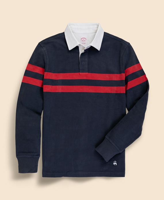 コットンジャージー　GFロゴ　チェストストライプ　ラグビーシャツ