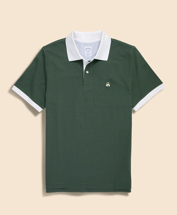 コットン　ストレッチピケ　GFロゴ　フィーダーストライプ　ポロシャツ　Slim Fit