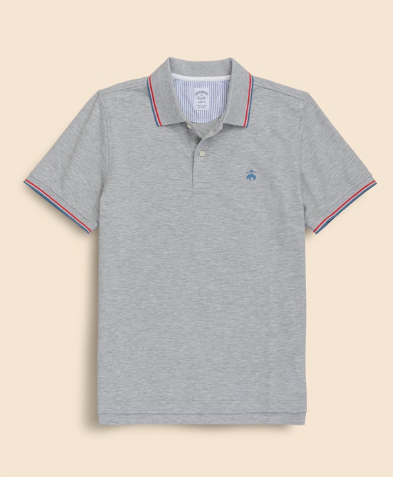 コットン　ストレッチピケ　GFロゴ　ティップド　ポロシャツ　Slim Fit