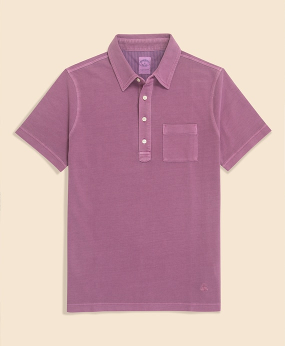 コットンストレッチピケ　GFロゴ　ガーメントダイ　ポロシャツ