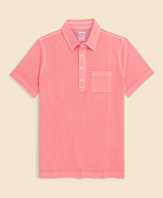 コットンストレッチピケ　GFロゴ　ガーメントダイ　ポロシャツ