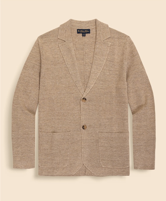 リネン/コットン　ニットジャケット