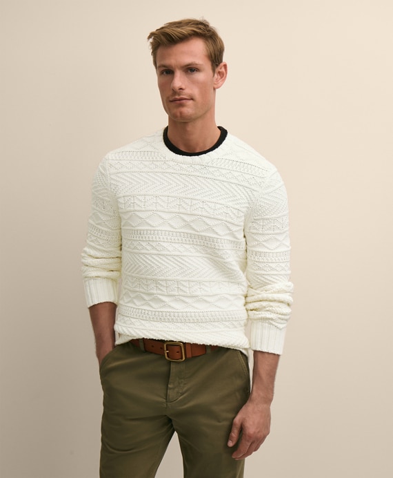 スーピマコットン　クルーネック　ガンジーセーター