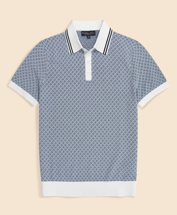 スーピマコットン　ダイヤモンドテキスチャード　ショートスリーブ　ポロセーター