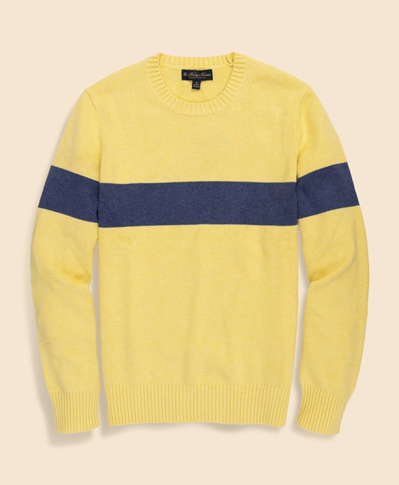 スーピマコットン　チェストストライプ　クルーネックセーター