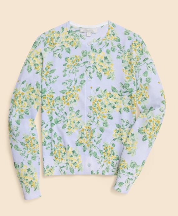 コットン　フローラルプリント　クルーネック　カーディガン