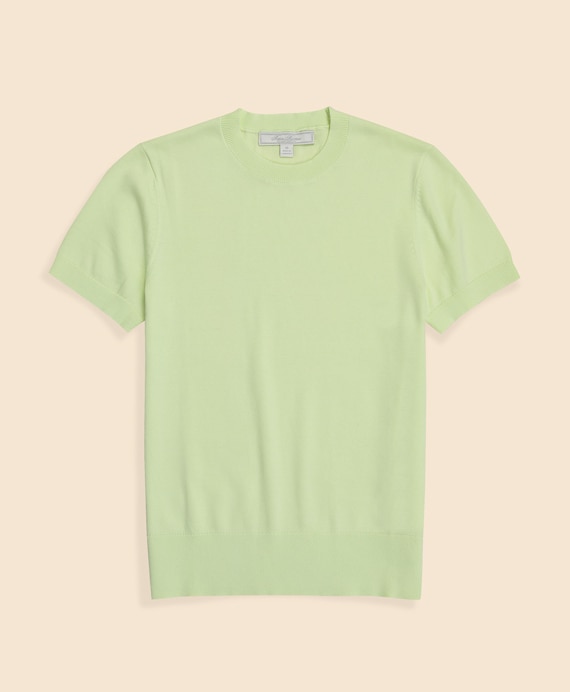 スーピマコットン　クルーネック　ショートスリーブセーター