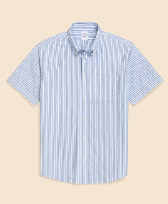 コットンポプリン　ストライプ　ショートスリーブ　フライデーシャツ