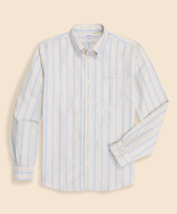 コットン　オックスフォード　ストライプ　フライデーシャツ