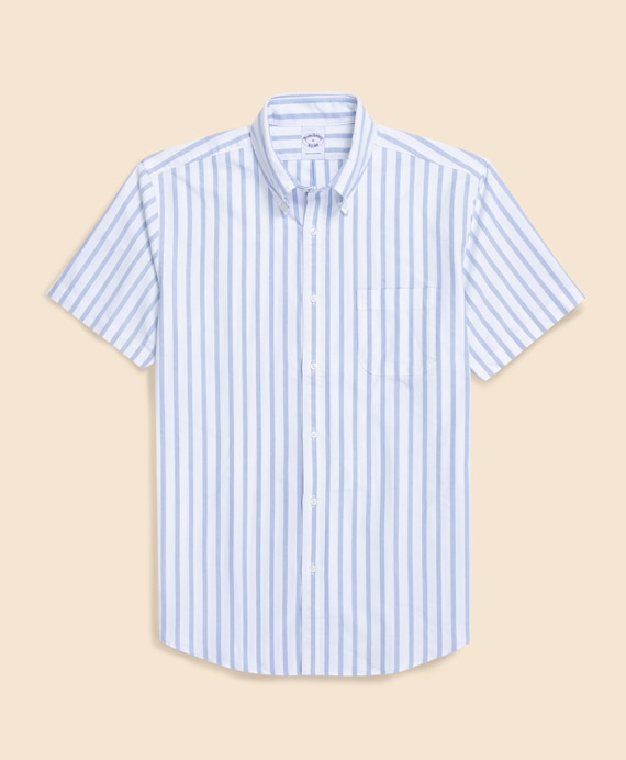 コットン　オックスフォード　ストライプ　ショートスリーブ　フライデーシャツ