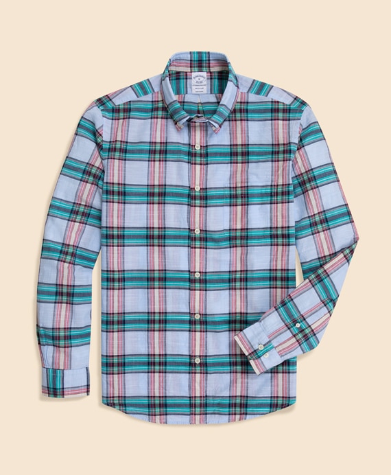 コットン　インディアマドラス　スポーツシャツ　Regular Fit