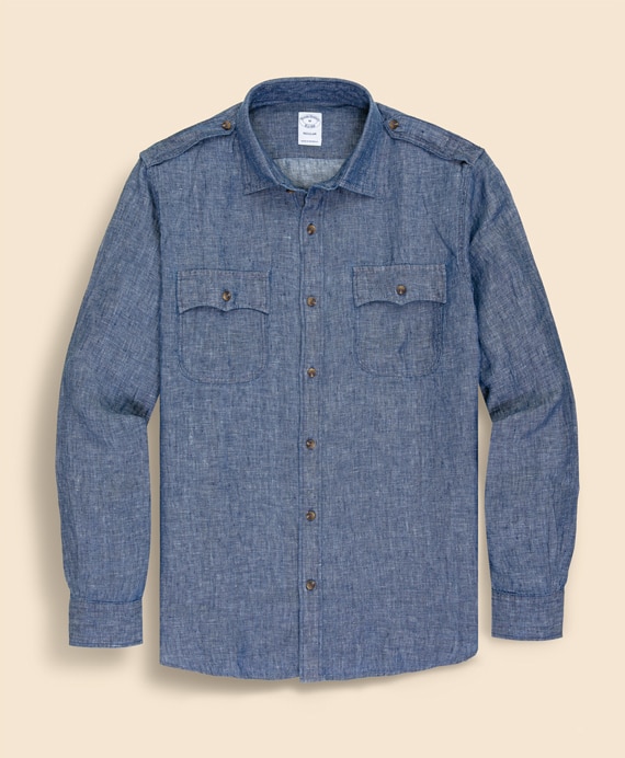 リネンツイル　ダブルポケット　シャツジャケット