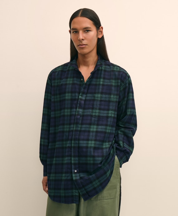 Brooks Brothers × ENGINEERED GARMENTS　コットンフランネル　オーバーサイズ　ブラックウォッチ　ウイングカラーシャツ