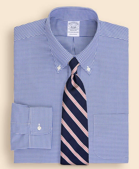 Brooks Brothers Explorer　ノンアイロン　コットンブレンド　ギンガムチェック　ドレスシャツ　Regular Fit