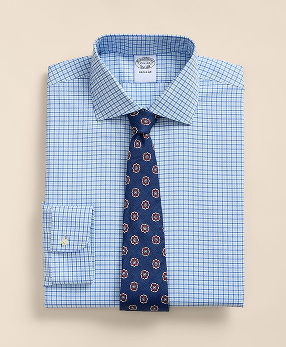 ノンアイロン　スーピマコットン　ストレッチロイヤルオックスフォード　タッターソール　ドレスシャツ　Regular Fit