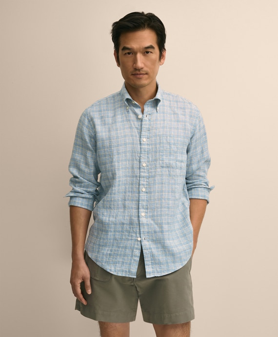 アイリッシュリネン　シーズナルパターン　スポーツシャツ　Regular Fit