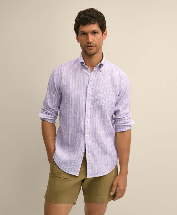 アイリッシュリネン　シーズナルパターン　スポーツシャツ　Regular Fit