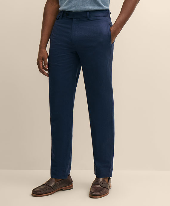 リネン／コットン　プレーンフロントパンツ　Regular